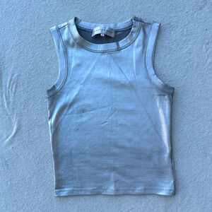 Endless Rose Ribbed Tank Top Women's Size Small Silver Crewneck Sleeveless